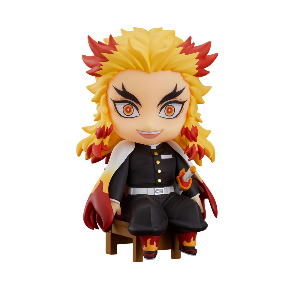 Demon Slayer: Kimetsu no Yaiba – Kyojuro Rengoku Nendoroid Swacchao! Figure by Good Smile Company | Seated Chibi Anime Collectible