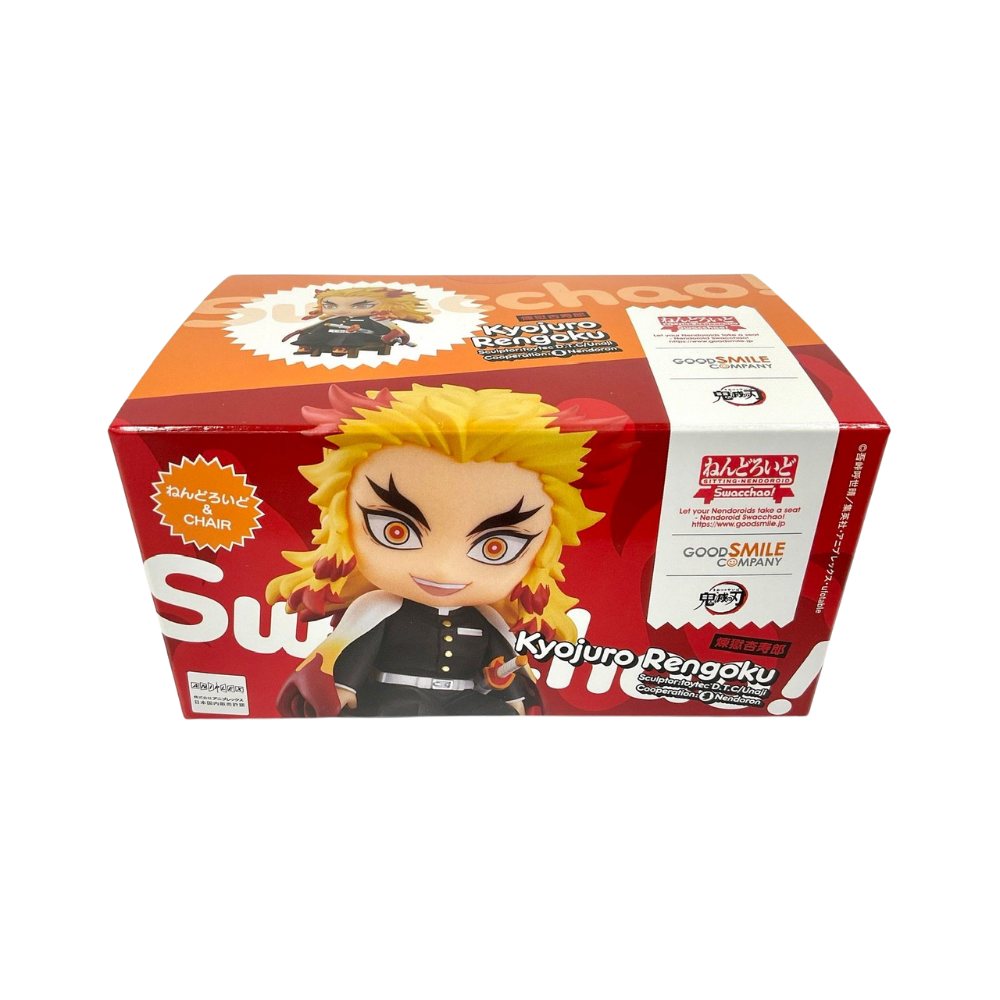 Demon Slayer: Kimetsu no Yaiba – Kyojuro Rengoku Nendoroid Swacchao! Figure by Good Smile Company | Seated Chibi Anime Collectible