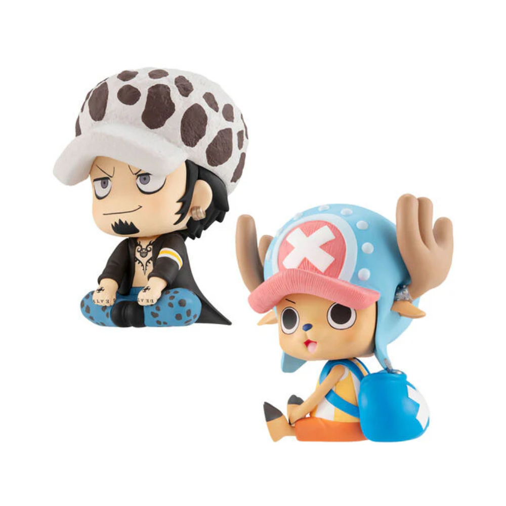 One Piece – Trafalgar Law & Tony Tony Chopper Lookup Figure (with Bonus Gift) by MegaHouse | Cute Seated Chibi Anime Collectible Set
