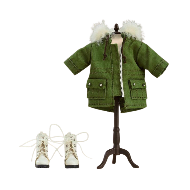 Nendoroid Doll Warm Clothing Set: Boots & Mod Coat Khaki Green by Good Smile Company - Figures figuresforless figuresforless